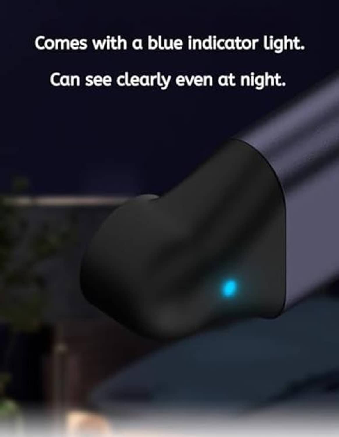 Magnetic charging adapter end cap with glowing blue indicator light