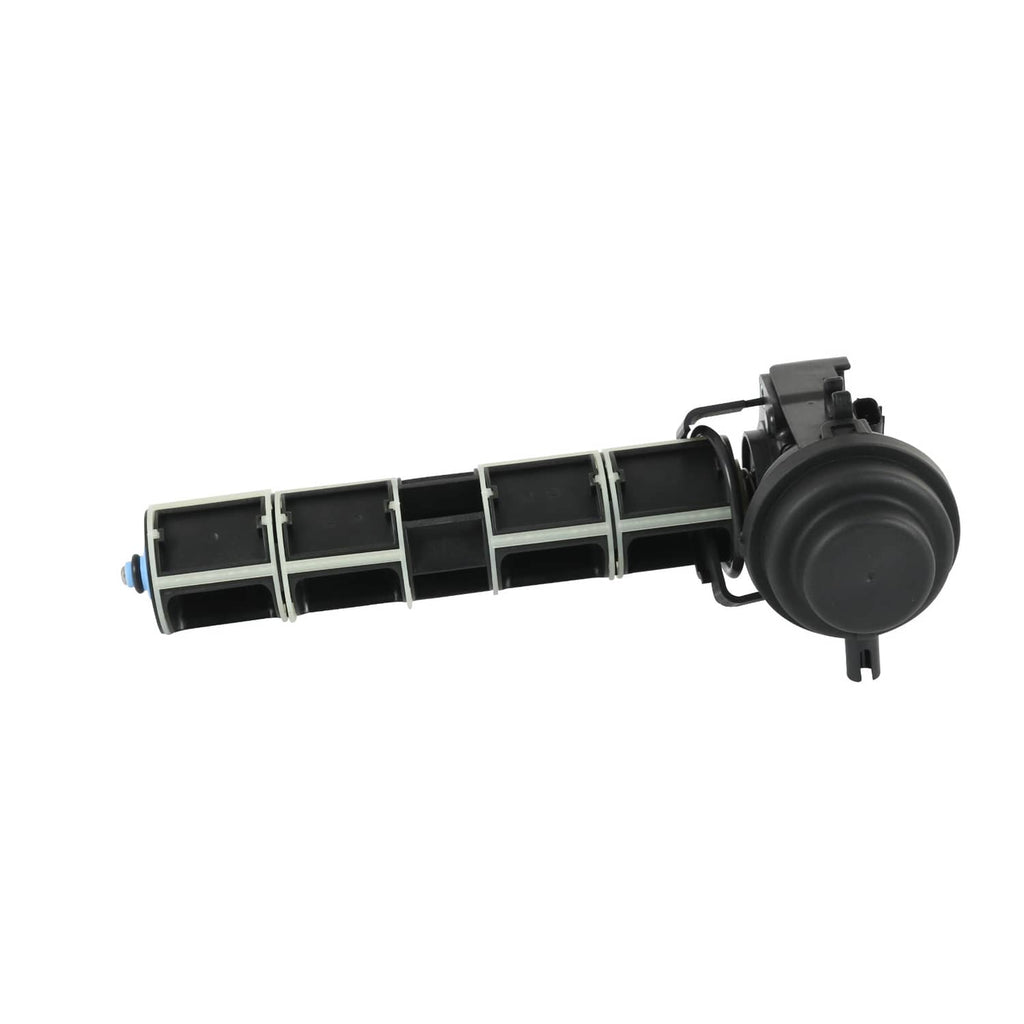 Intake manifold rotary valve assembly side view with cylindrical actuator and connector