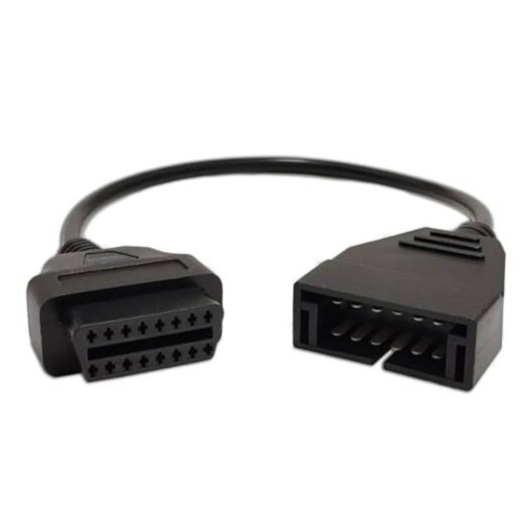 OBD1 to OBD2 adapter cable with 12-pin to 16-pin connectors, black leads