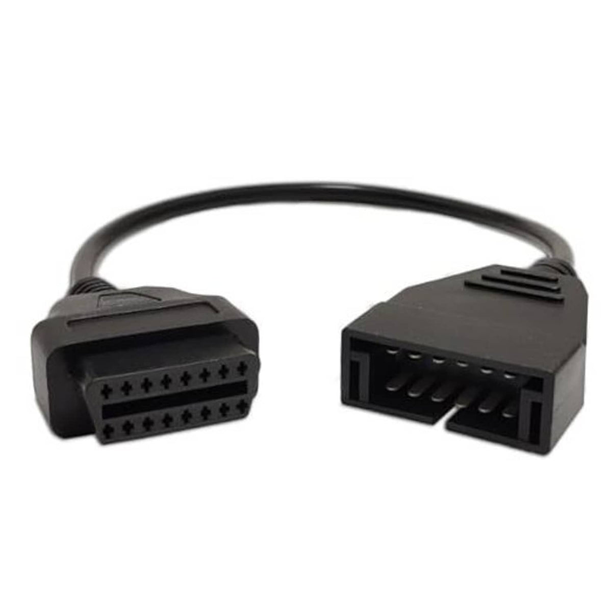OBD1 to OBD2 adapter cable with 12-pin to 16-pin connectors, black leads