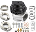 Black and silver external turbo wastegate with V-band flange and included spring kits