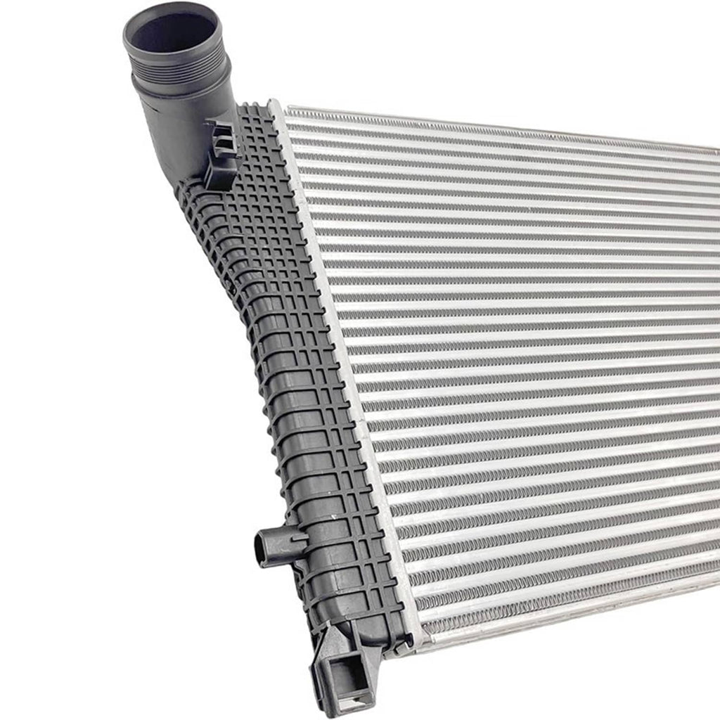 Turbo intercooler charge air cooler with black end tanks and metal fin core