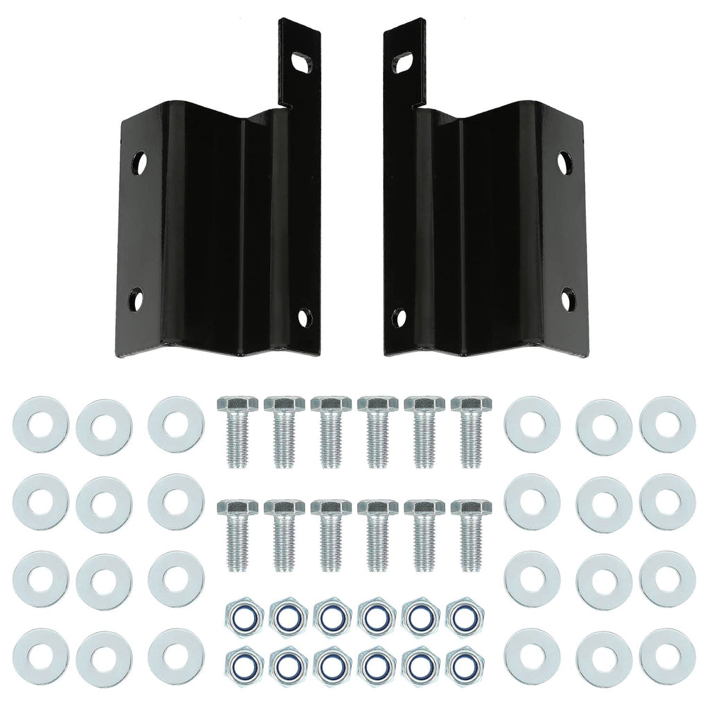 Mounting bracket set with screws, washers, and rings for storage basket box