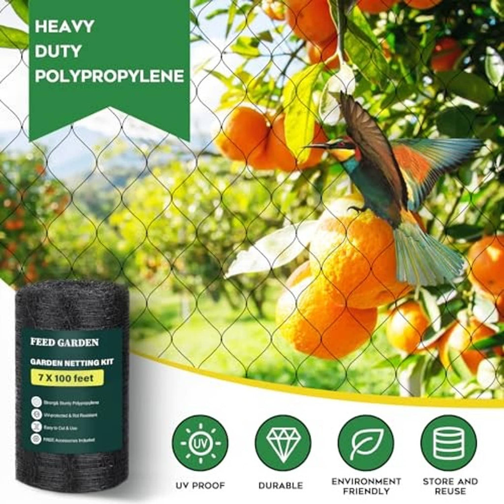 Black mesh netting roll for gardens, heavy-duty UV polypropylene kit, 7 x 100 ft