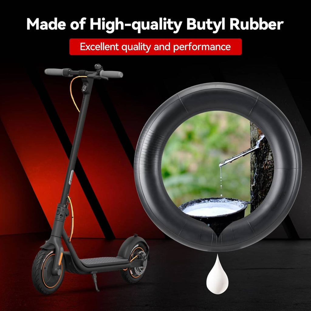 Black butyl rubber inner tube with presta valve and water droplet detail