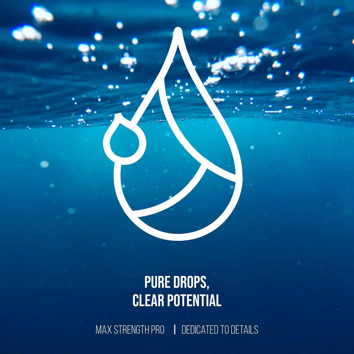 Water drop icon graphic representing pure filtered water