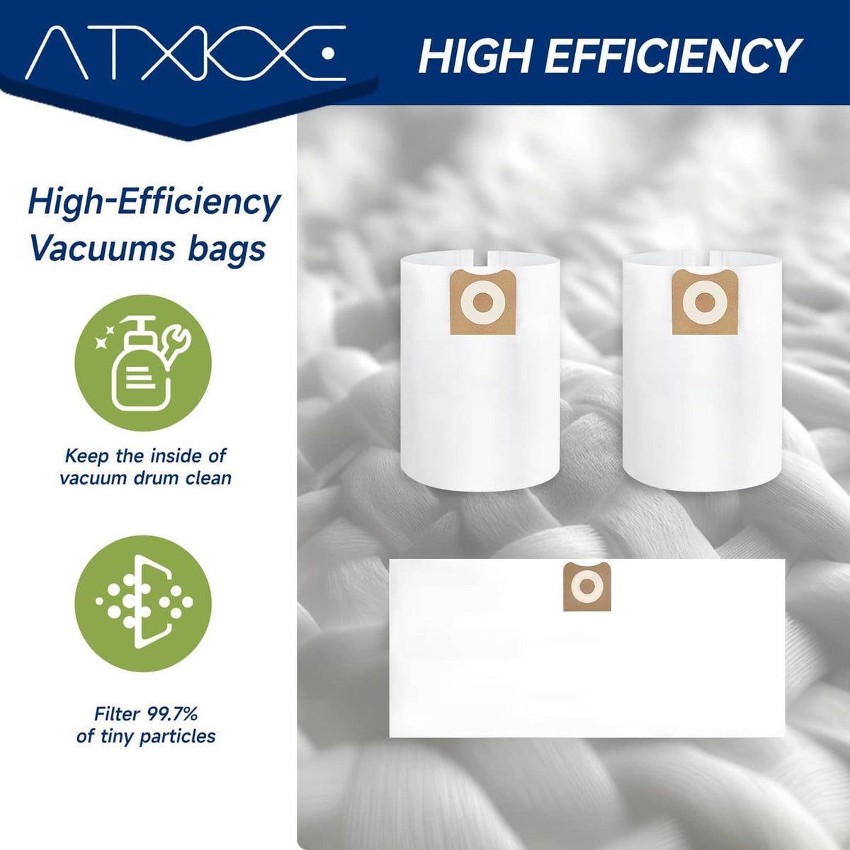 High-efficiency vacuum filter cartridges, pleated white paper with black sealing rims