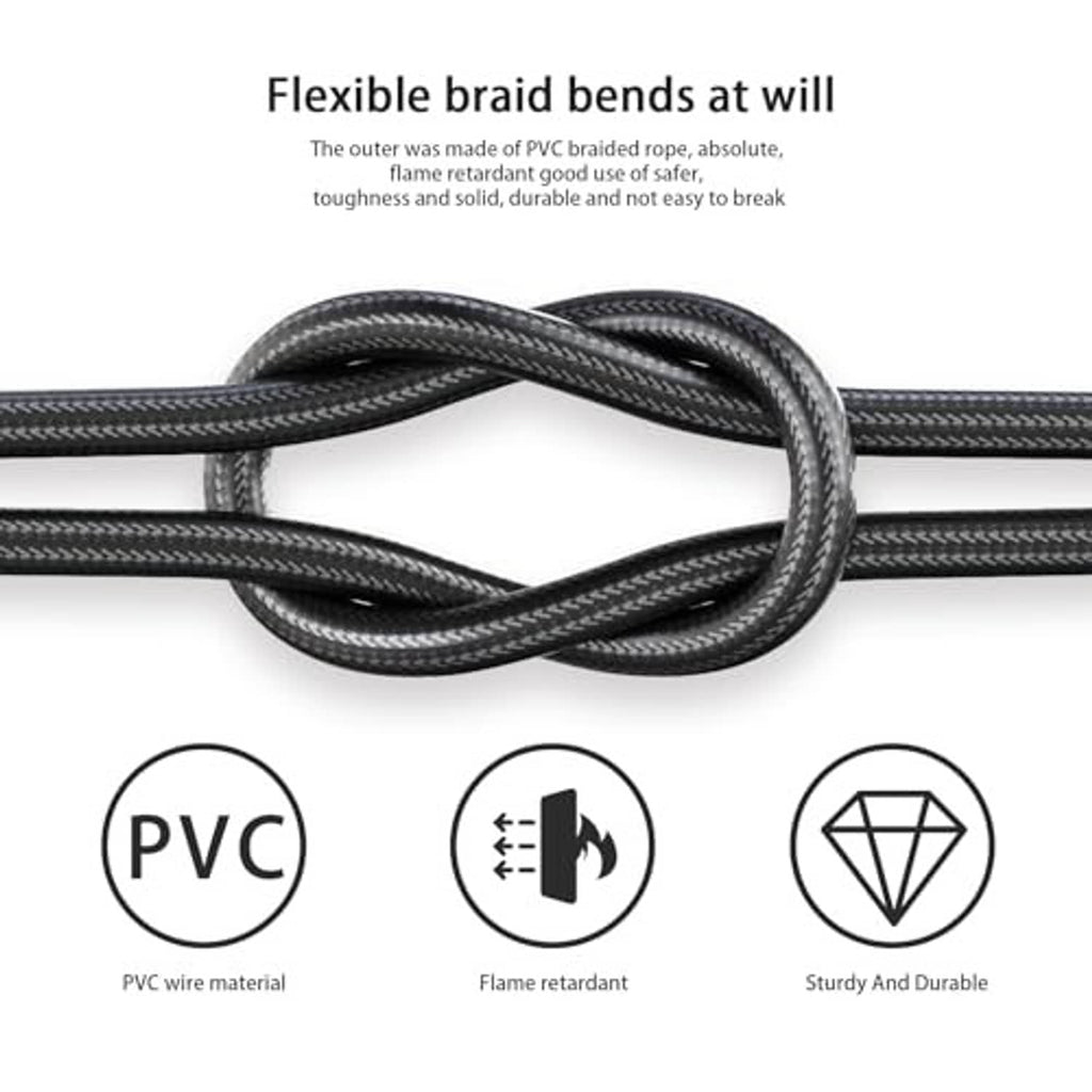 Black braided PVC PWM fan splitter cable, flexible and bendable