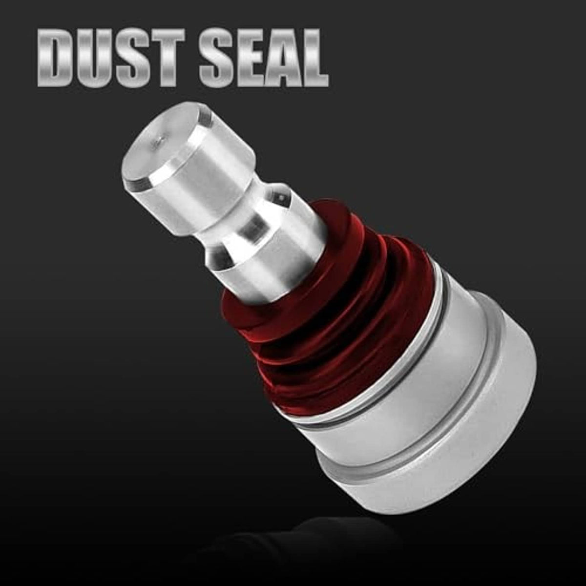 Ball joint with silver housing and black dust seal boot