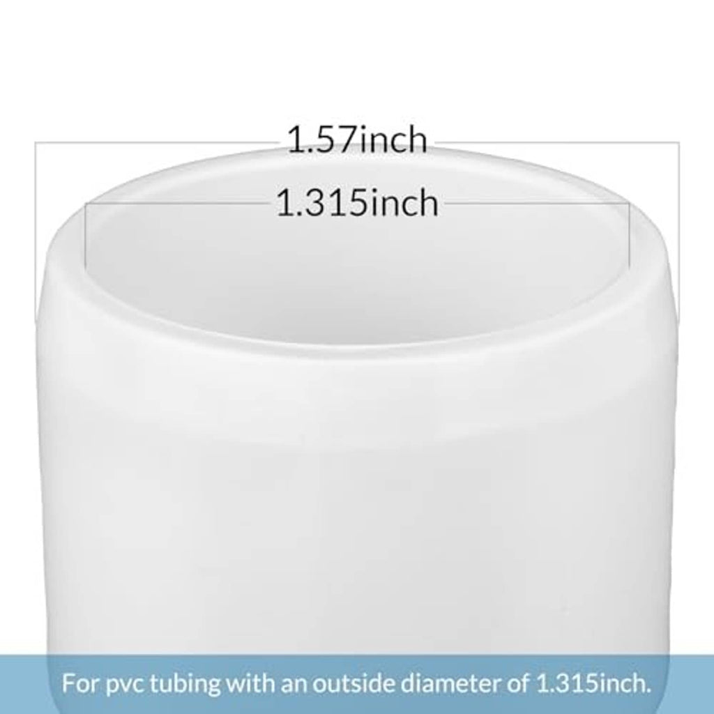 White PVC pipe end plug cap with rounded rim and inside opening