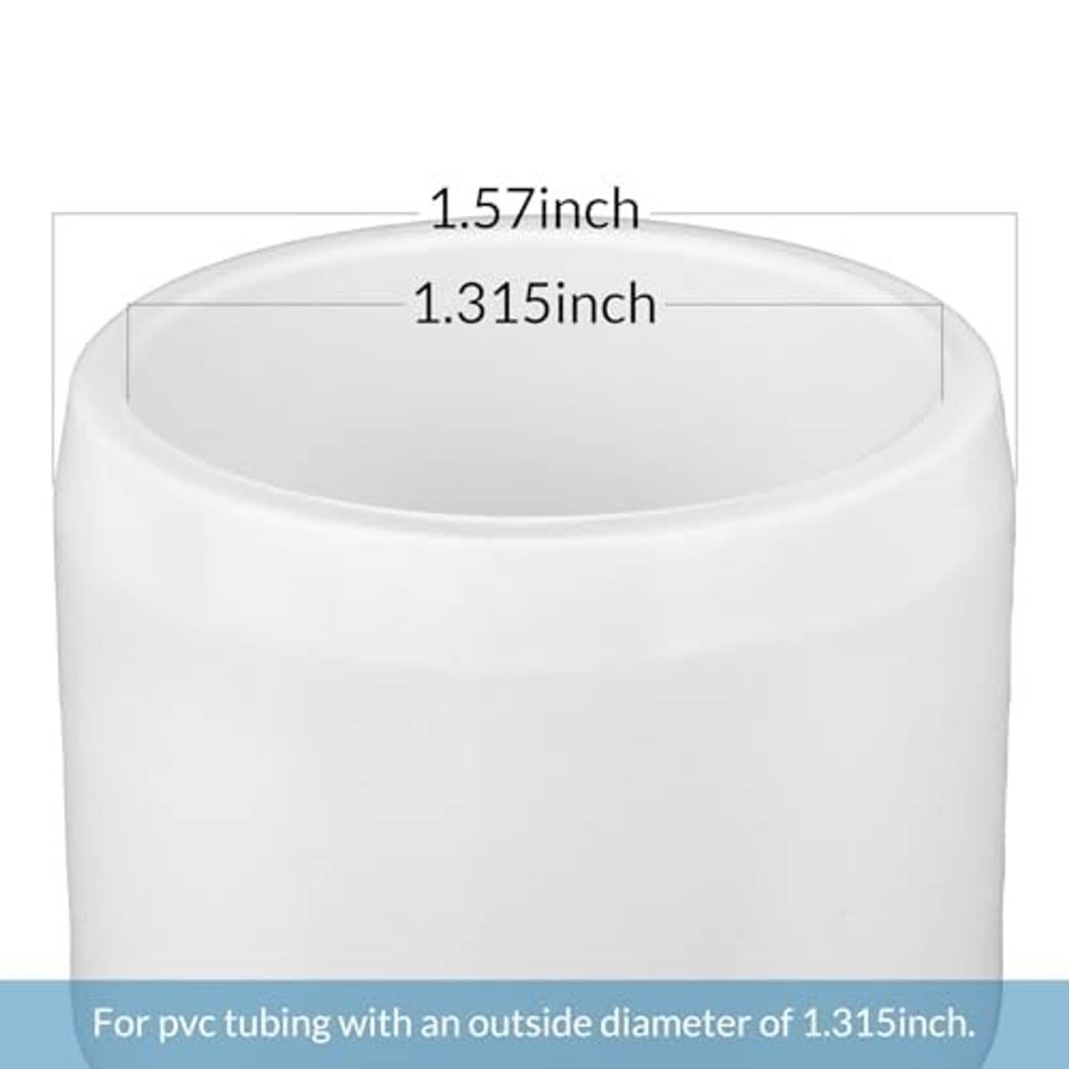 White PVC pipe end plug cap with rounded rim and inside opening