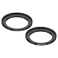 Black metal step-up ring, 40.5mm to 49mm, 2-pack, two threaded adapter rings