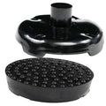 Black rubber floor jack saddle pad with studded anti-slip surface