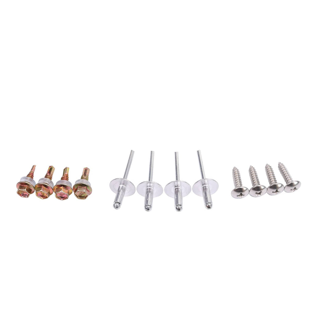 Catalytic converter shield mounting hardware set: bolts, spacers, and brass fittings