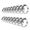 Stainless steel T-bolt hose clamp set with multiple silver clamps