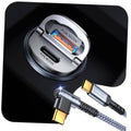 Black metal fast car charger with USB-C port and braided Type-C cable