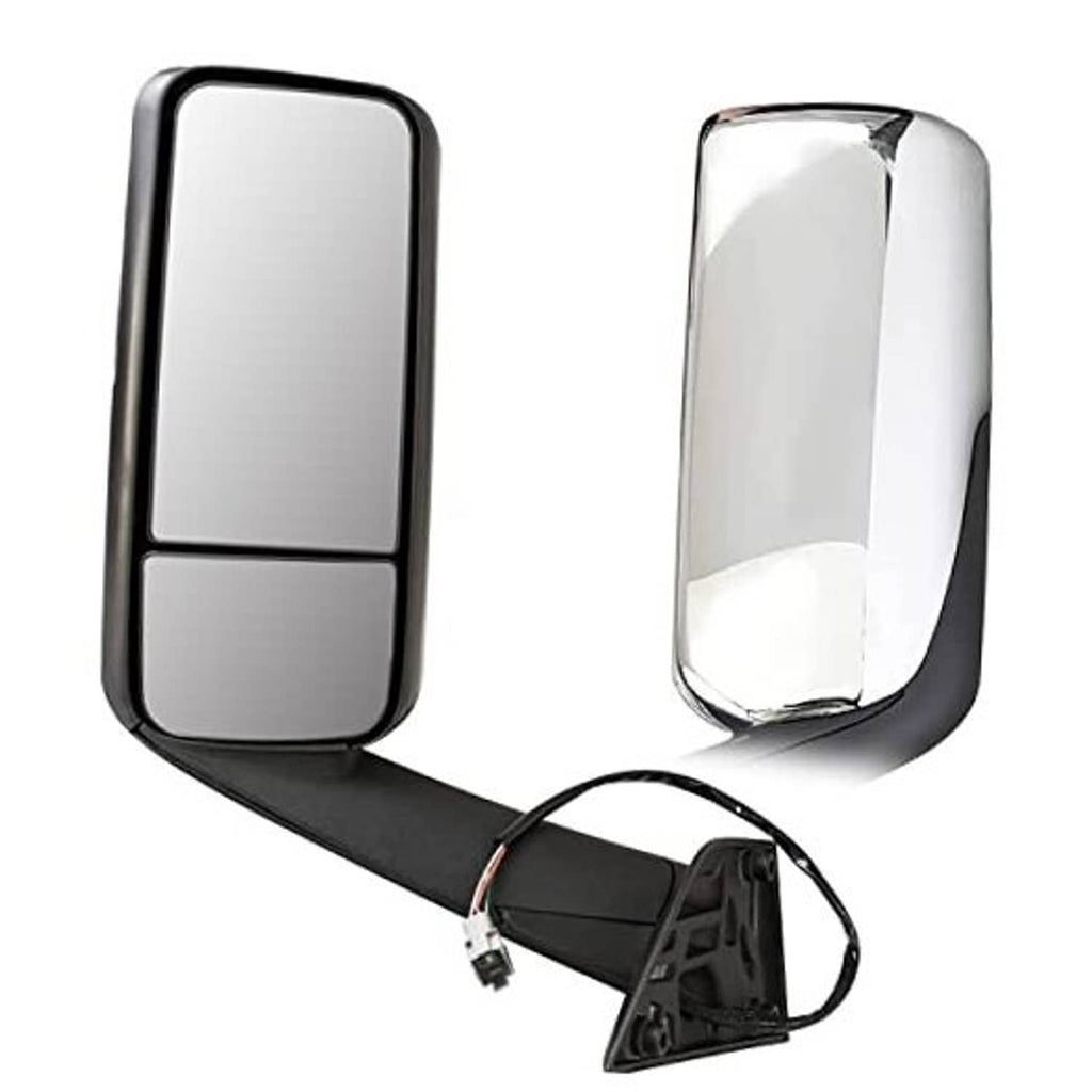 Left door mirror assembly with black housing and silver reflective glass