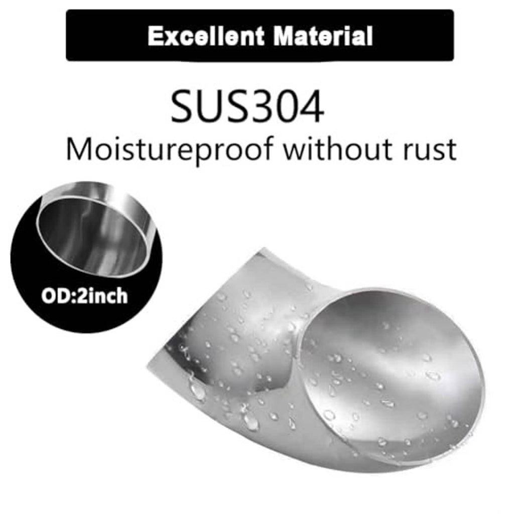 Polished stainless steel 90-degree elbow tube with water droplets on the surface