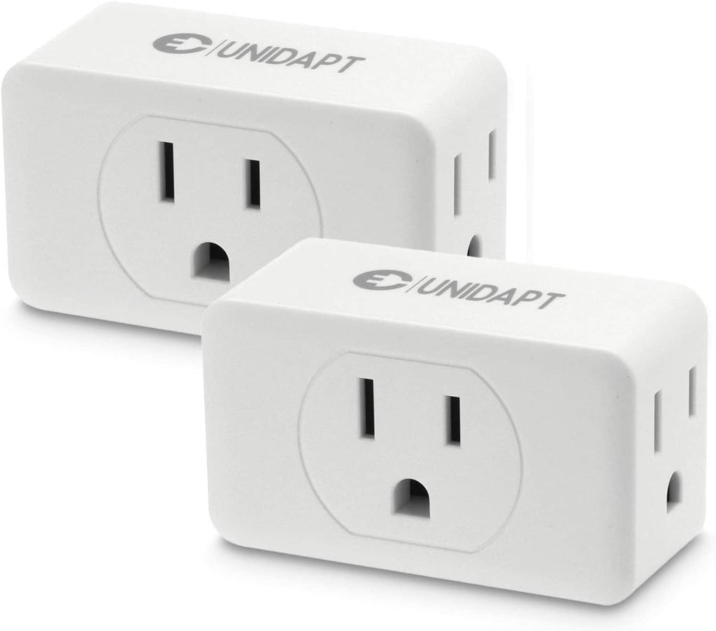 White 3-way outlet extender adapters (2 pack) with grounded prongs