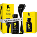 Beard Club derma roller with beard growth oil 1 fl oz set, shown with bottles and box