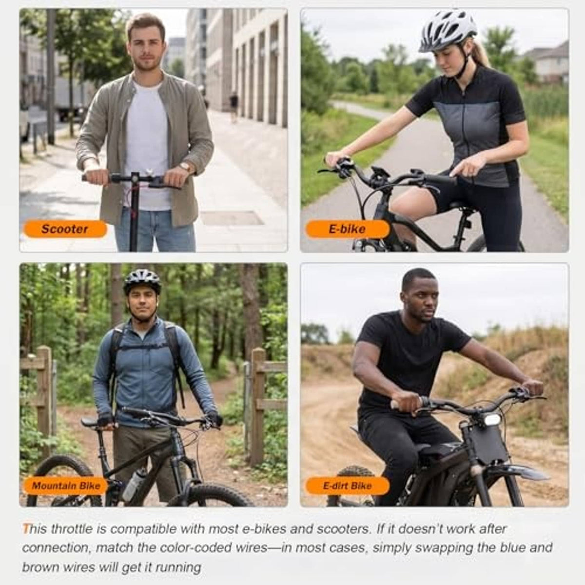 Throttle kit for e-bikes, scooters, and mountain bikes, multiple riding styles