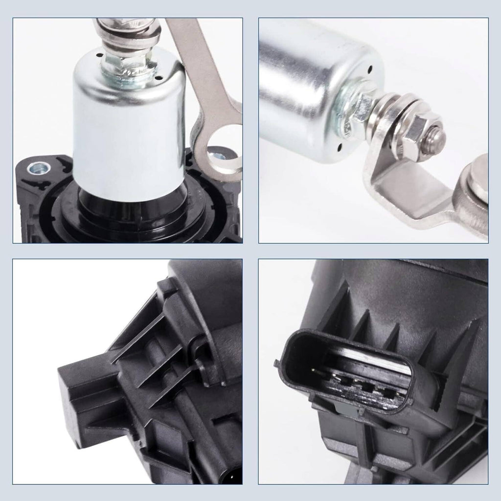 Wastegate valve actuator solenoid close-up of silver body and black connector