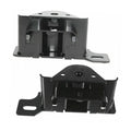 Front bumper bracket pair with mounting holes and side mounting tabs, dark metal