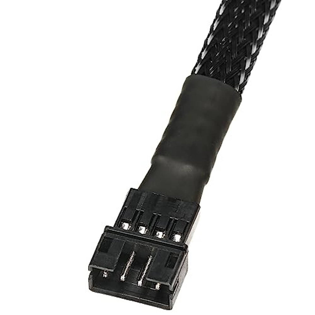 Adapter plug with micro 4-pin contacts on black braided cable