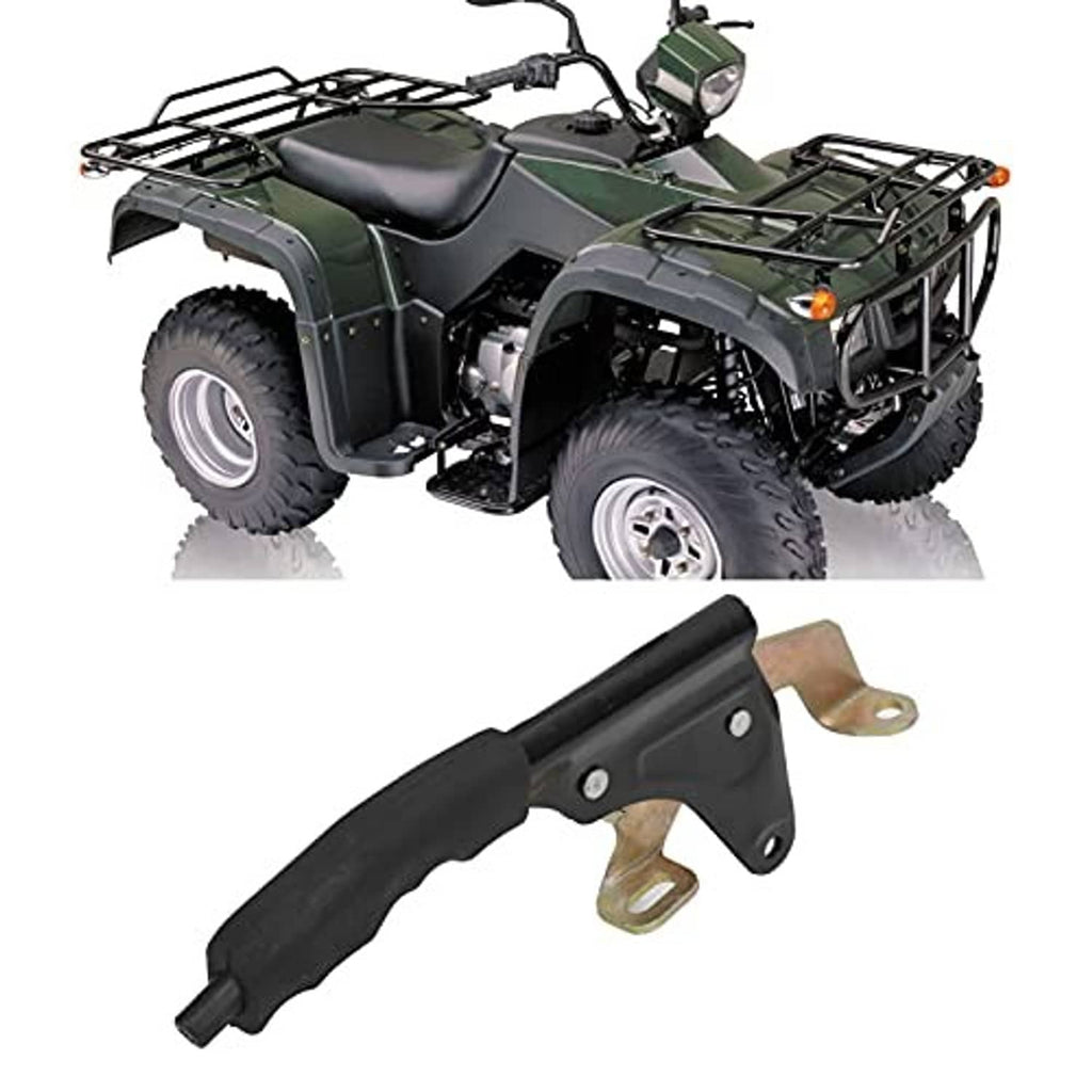 Black parking brake lever with rubber grip and two-hole metal mounting plate