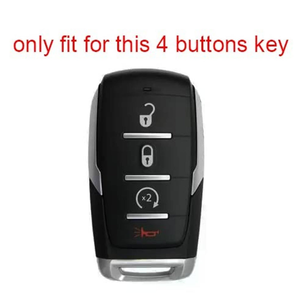 Black silicone key fob cover with 4-button icon layout and bottom cutout