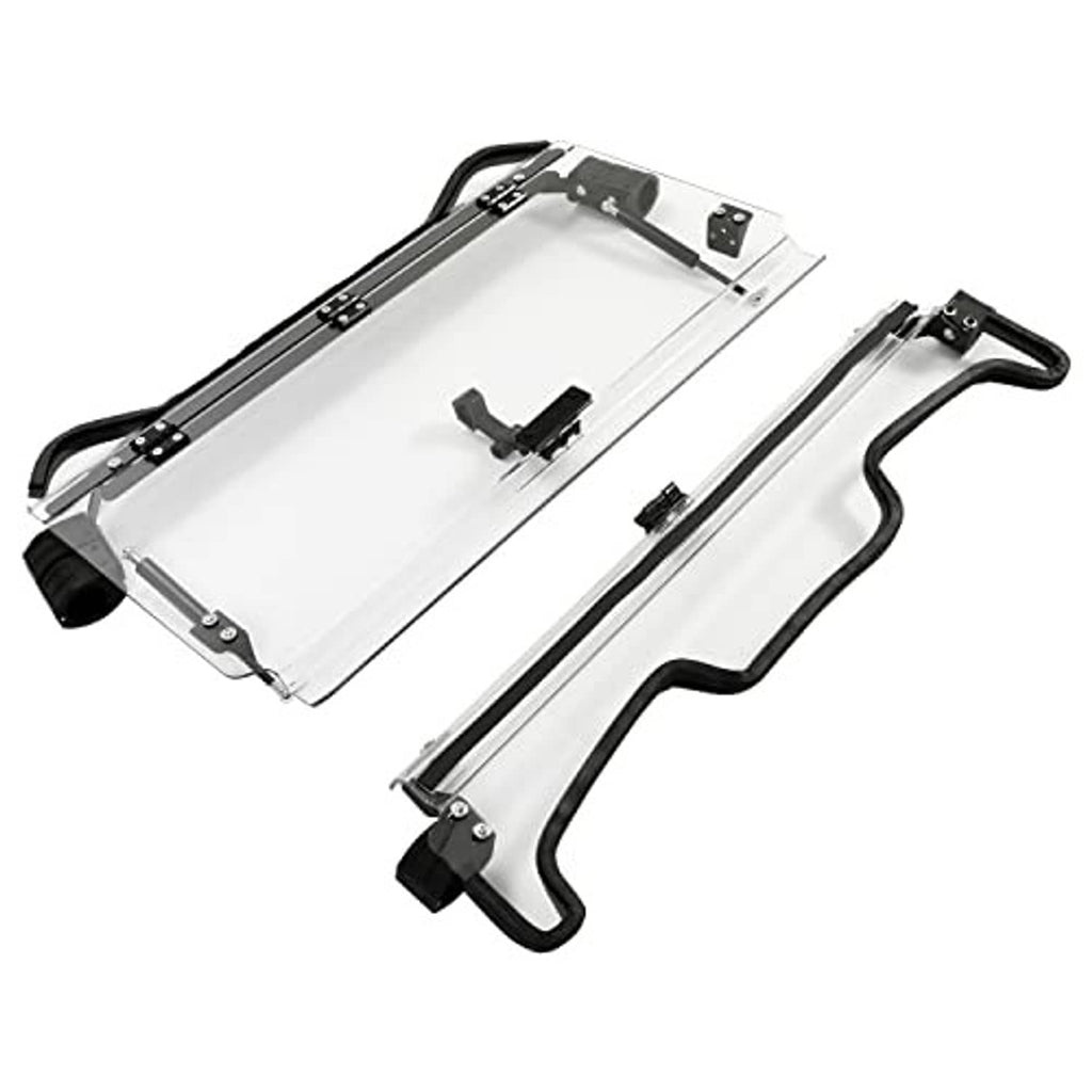2-in-1 front windshield and lower bar with clear panels and black mounting parts