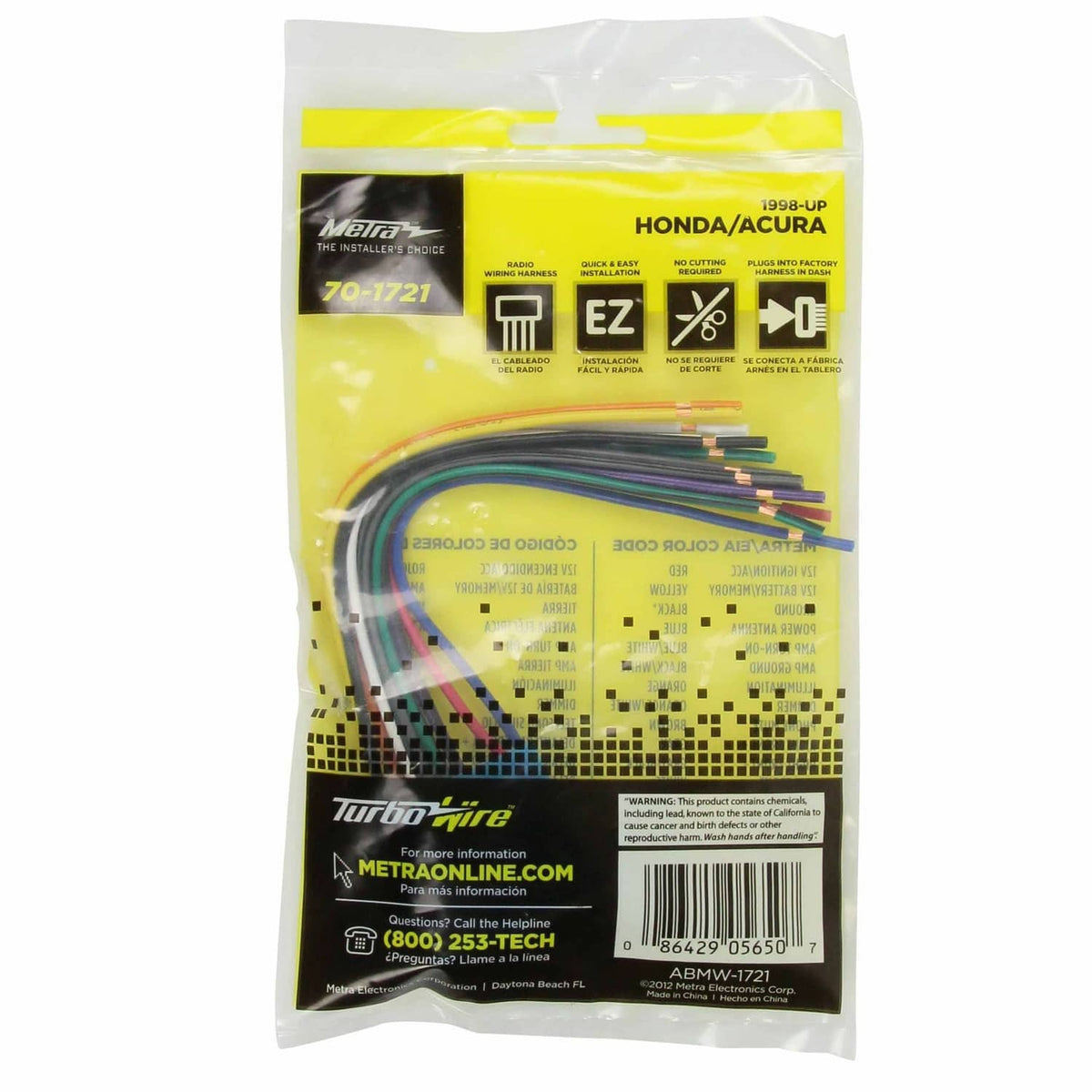 Wiring harness adapter package with Honda/Acura EZ instructions and multicolor wires
