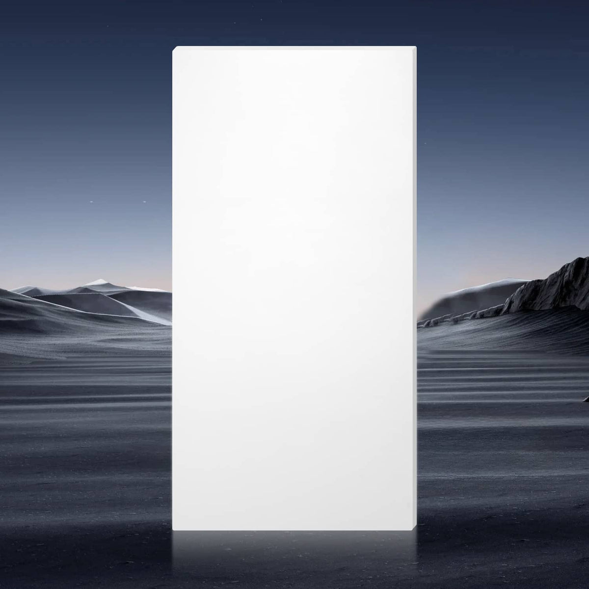 White HDPE plastic sheet board, upright rectangular panel.