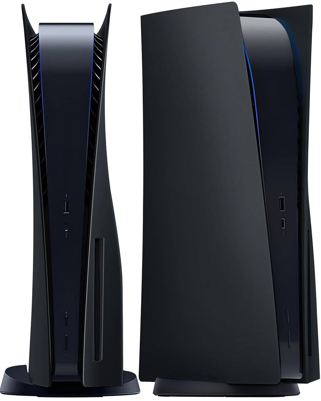 Black PS5 Disc Edition faceplate cover replacement shell, front view