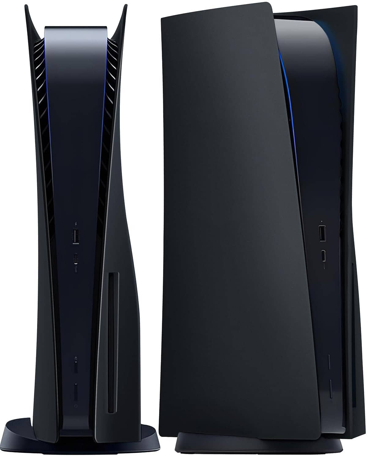 Black PS5 Disc Edition faceplate cover replacement shell, front view