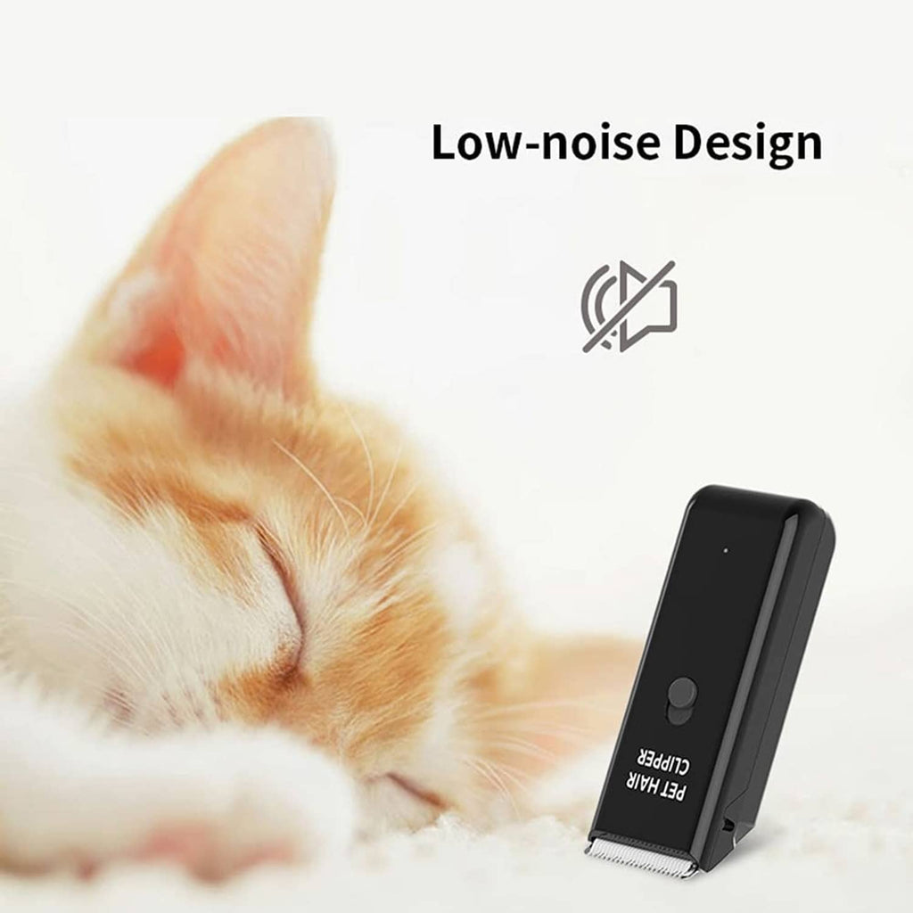Black cordless pet hair clipper with low-profile body and charging-friendly design