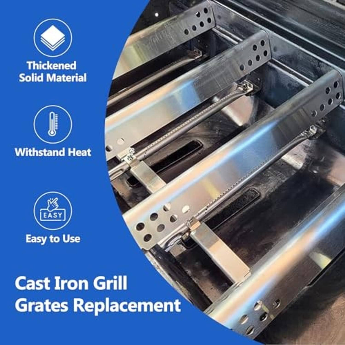 Stainless steel grill burner tube assembly with heat-resistant solid metal frame