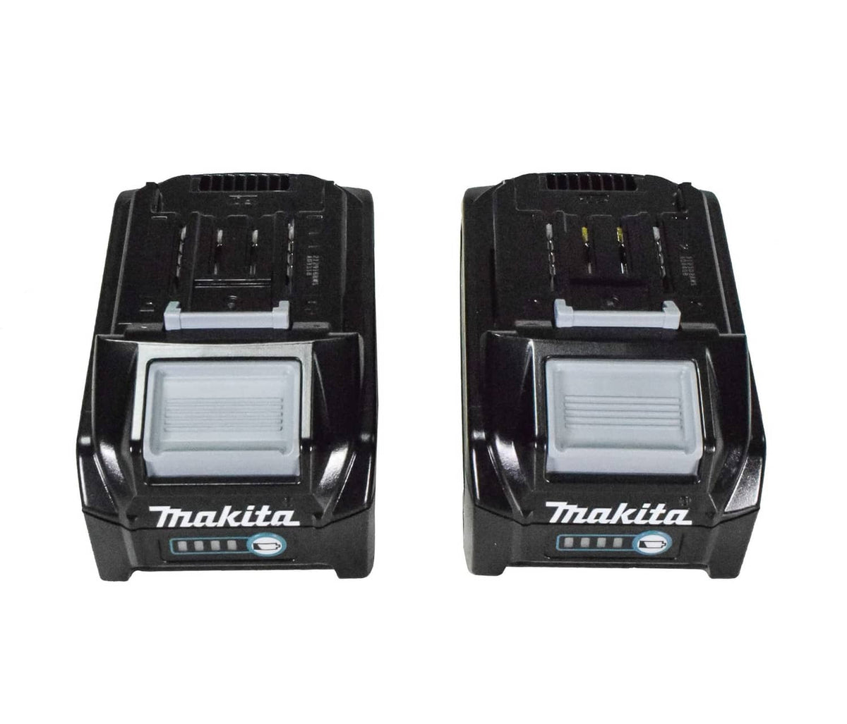 Makita XGT 40V Max 4.0Ah lithium-ion battery, 2-pack, back and terminals