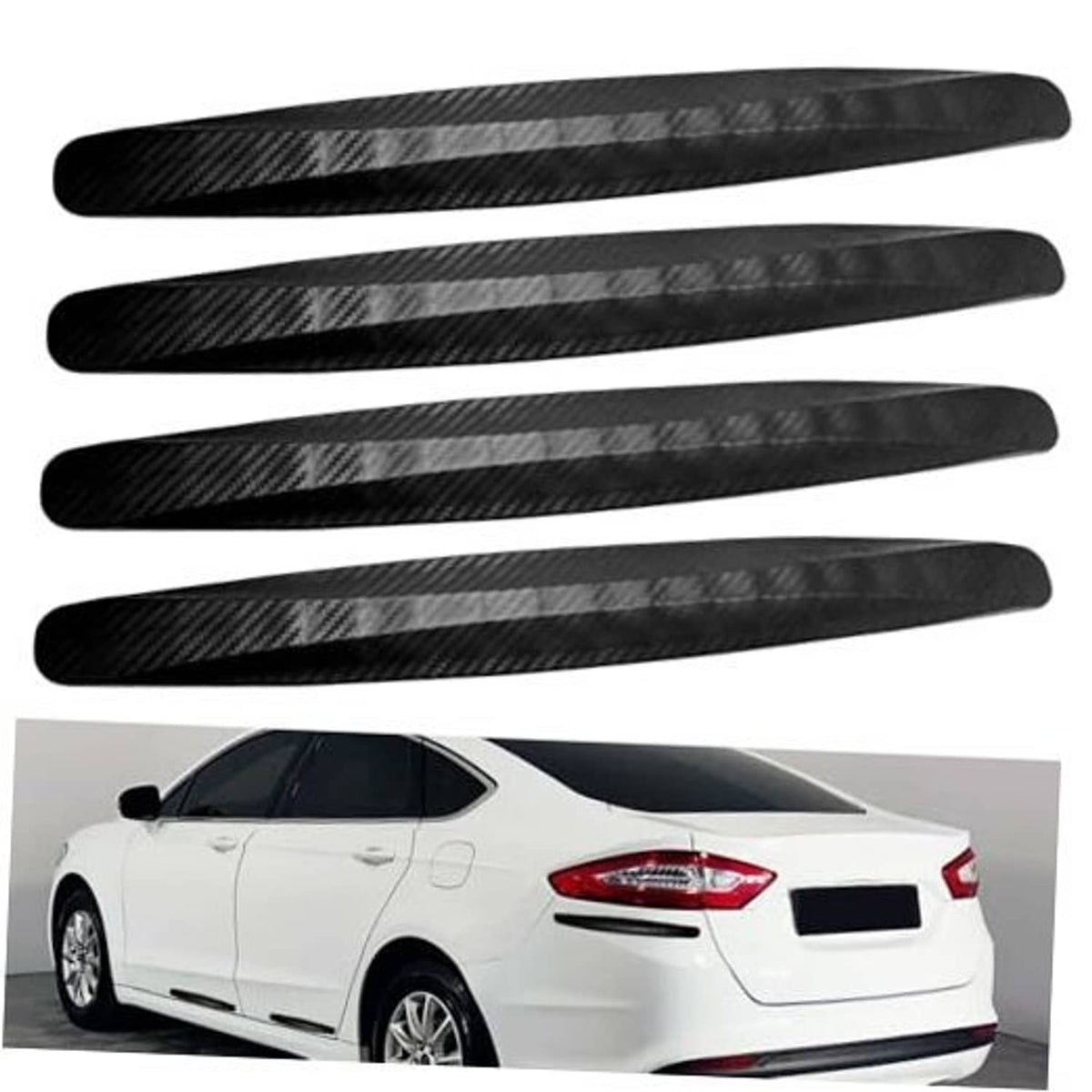 Set of four black carbon-fiber style anti-collision bumper guard strips