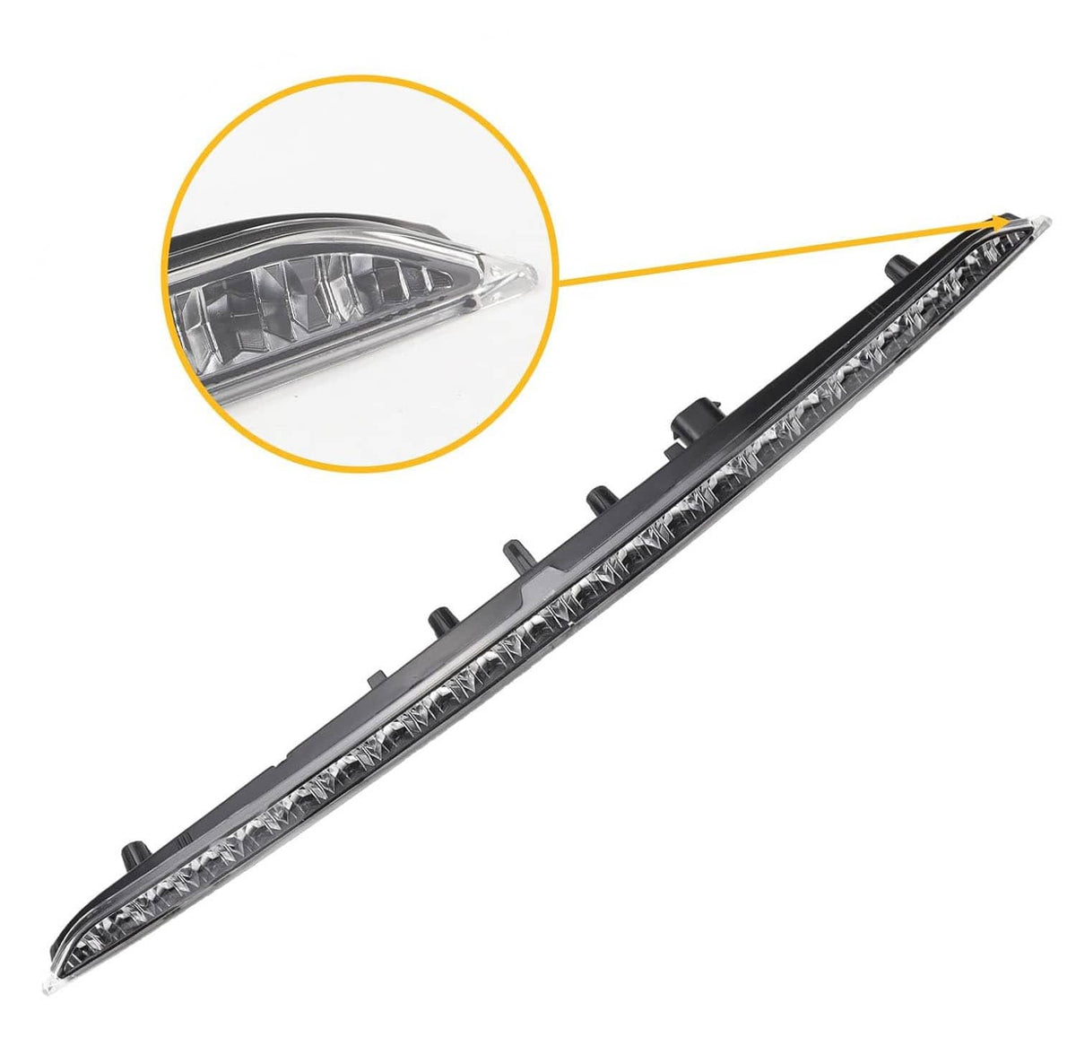 LED third brake light bar with clear lens and reflective segments