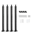 Black cable railing posts, 36-inch, four-pack with horizontal holes and caps.