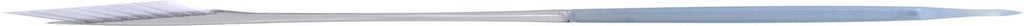 Grout brush with aqua handle and clear bristle head, side view