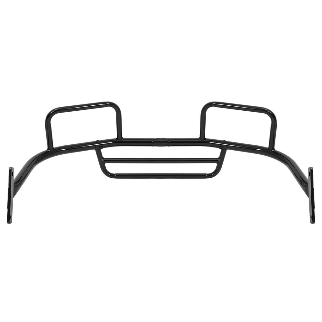 Black front brush guard underside view with two end hoops and center horizontal bar