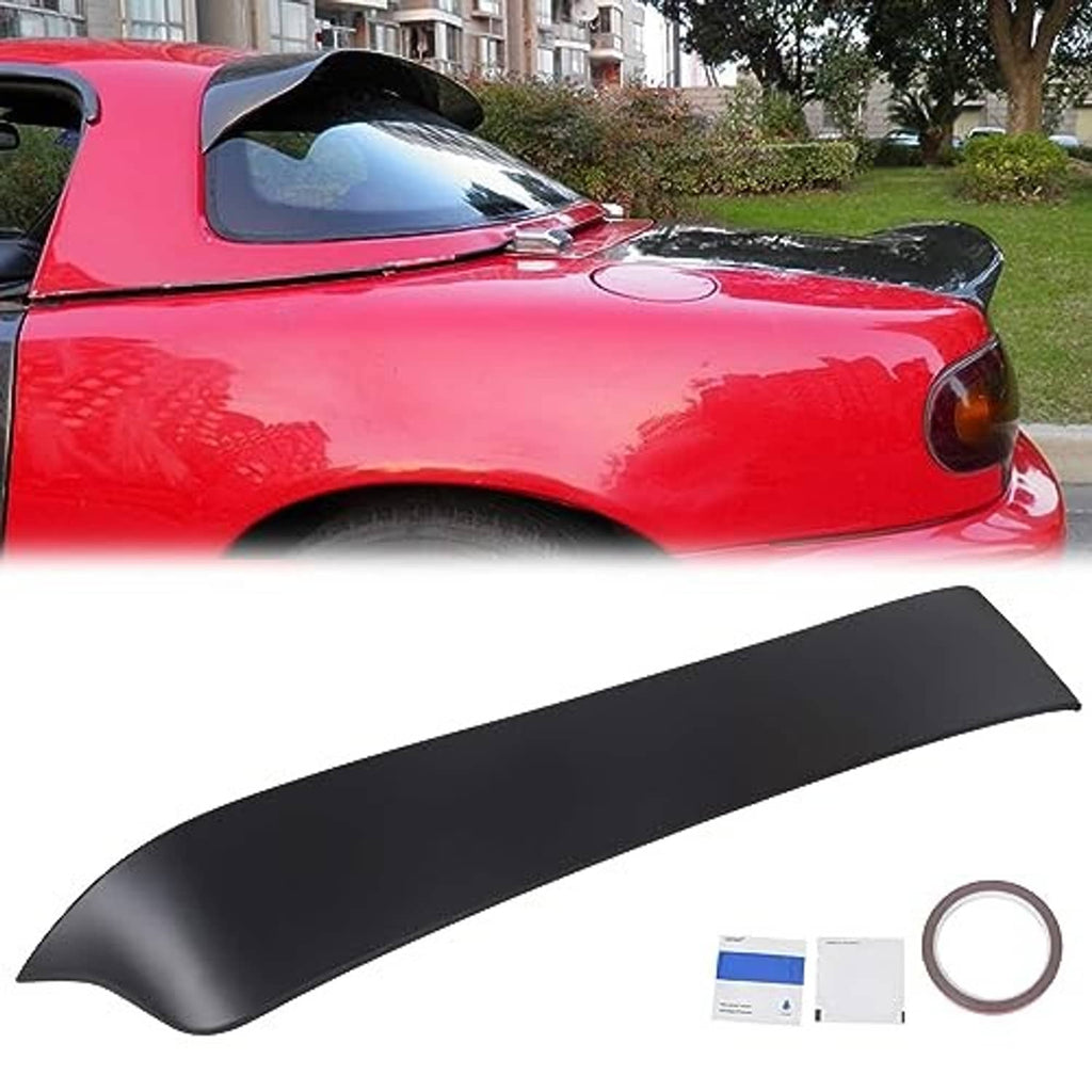 Rear window roof spoiler kit with matte black spoiler and small accessory parts