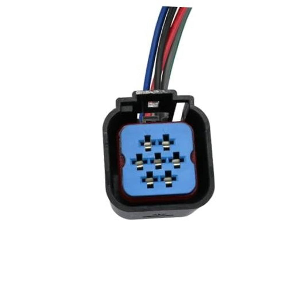 Headlight wiring harness connector pigtail with blue terminal insert and six pins