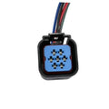 Headlight wiring harness connector pigtail with blue terminal insert and six pins