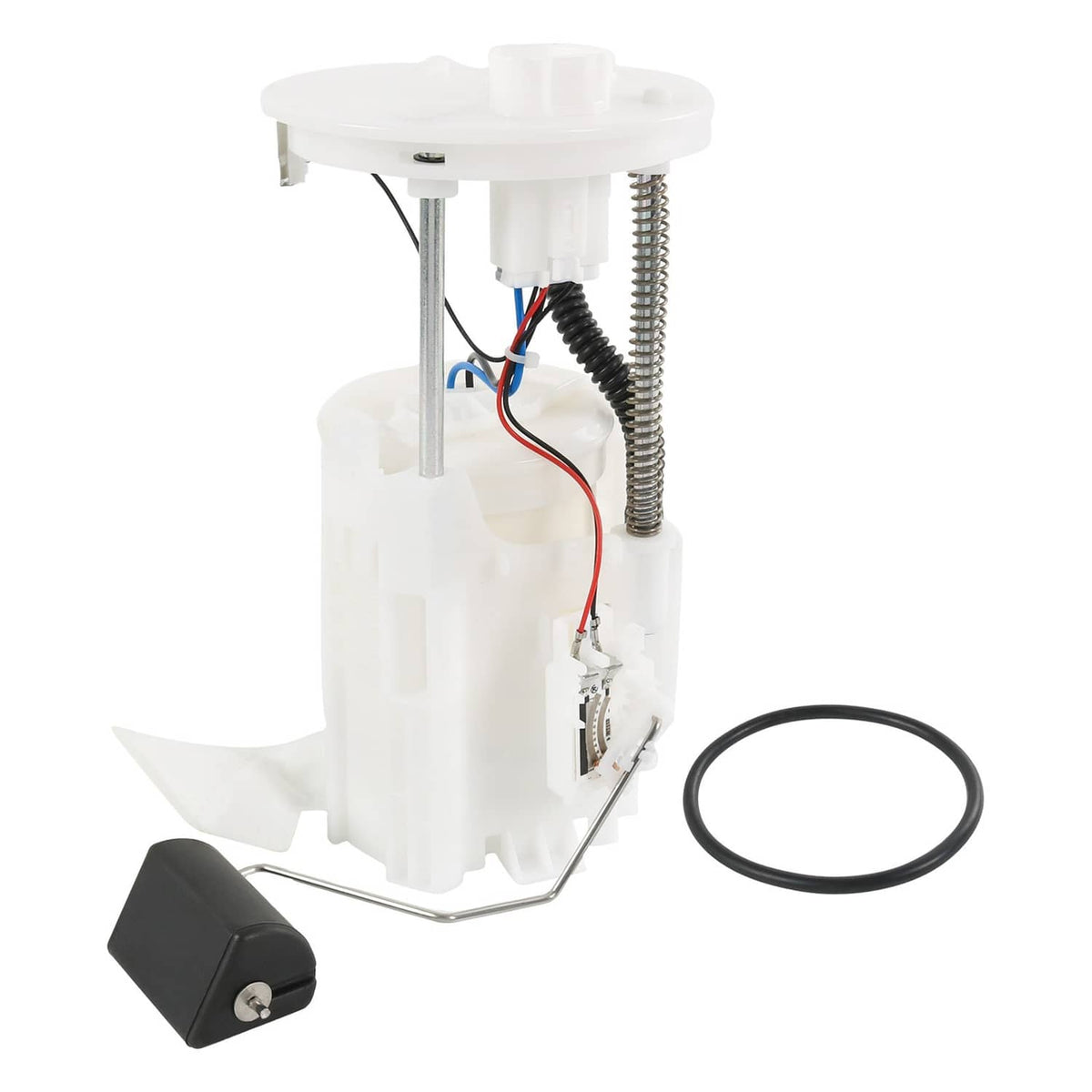 White electric fuel pump module with wiring harness and corrugated tube
