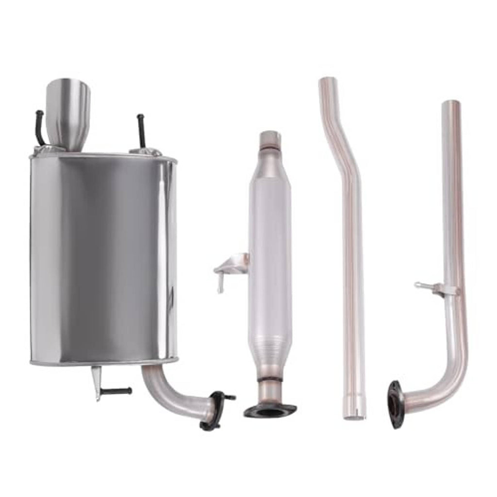 Exhaust resonator muffler pipe kit with three stainless steel sections and clamps