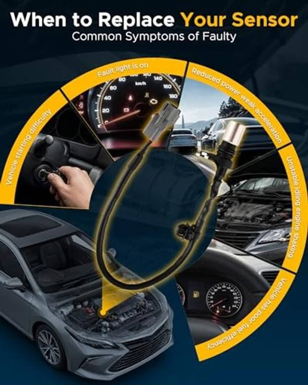 Crankshaft position sensor replacement symptoms wheel with car dashboard scene