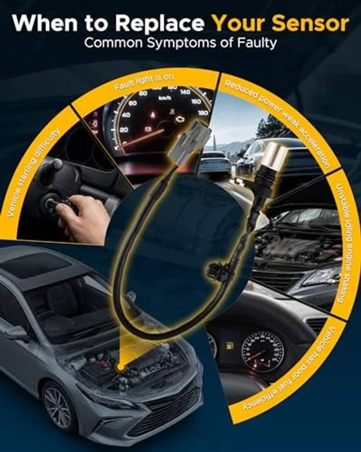 Crankshaft position sensor replacement symptoms wheel with car dashboard scene